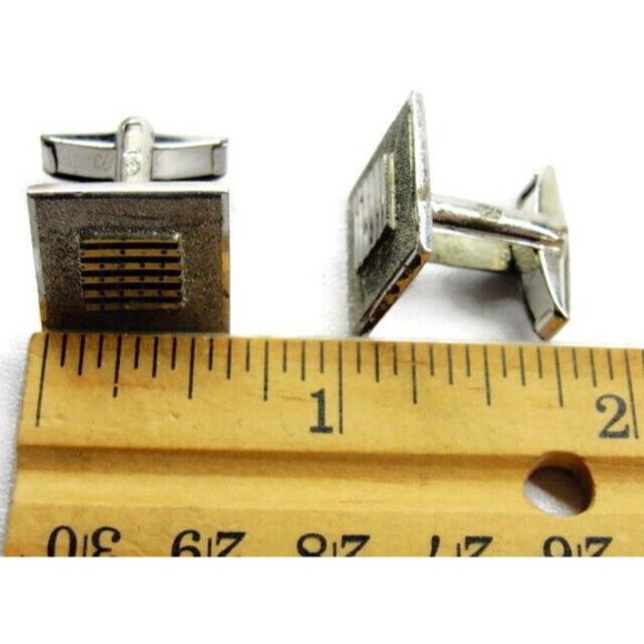 Joskes Moderist Square Ribbed Cufflinks Vintage Sterling Silver 925 Patina Tux - Picture 8 of 11
